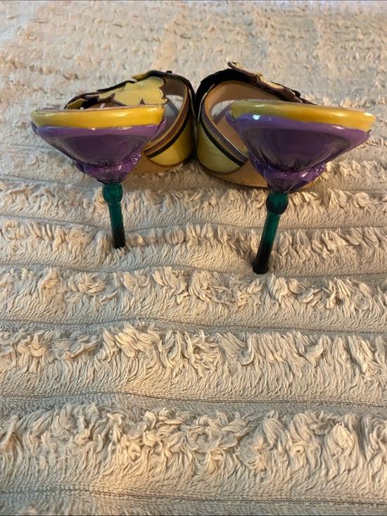 Prada Shoes - Pre-Loved Exquisite Prada Purple and Green Flower Heels - Make An Best Offer